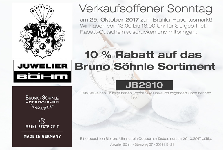 10 % Rabatt auf Bruno Söhnle am 29.10.2017