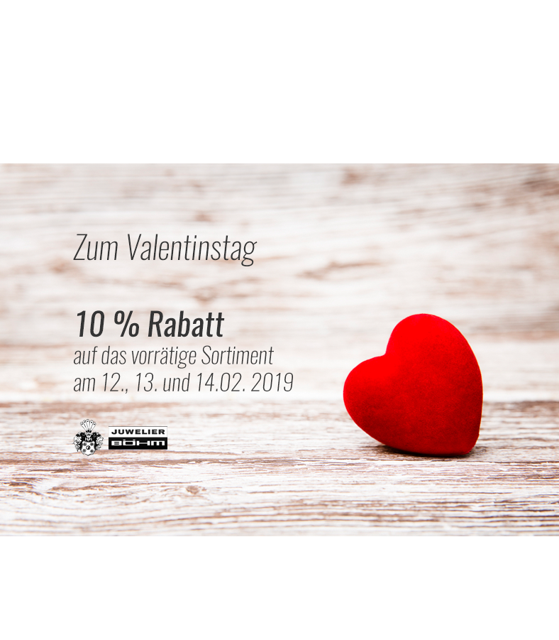 Valentinstag 2019 Rabatt auf Schmuck
